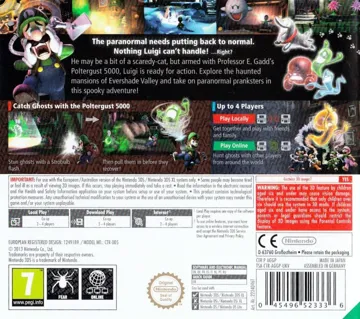 Luigis Mansion 2(Europe)(En,Fr,Ge,It,Es,Nl,Pt,Ru) box cover back